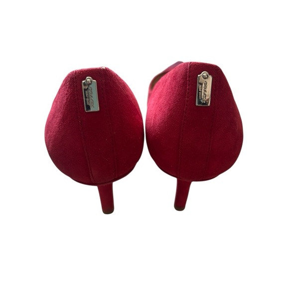 Coach Zayna Suede Heels In The Color Red Wine Size 8 Pointed Toe - Picture 4 of 9